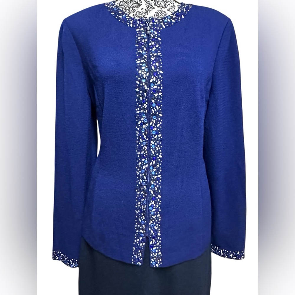 ❌SOLD❌ St. John Embellished Blue Jacket Sz 12
